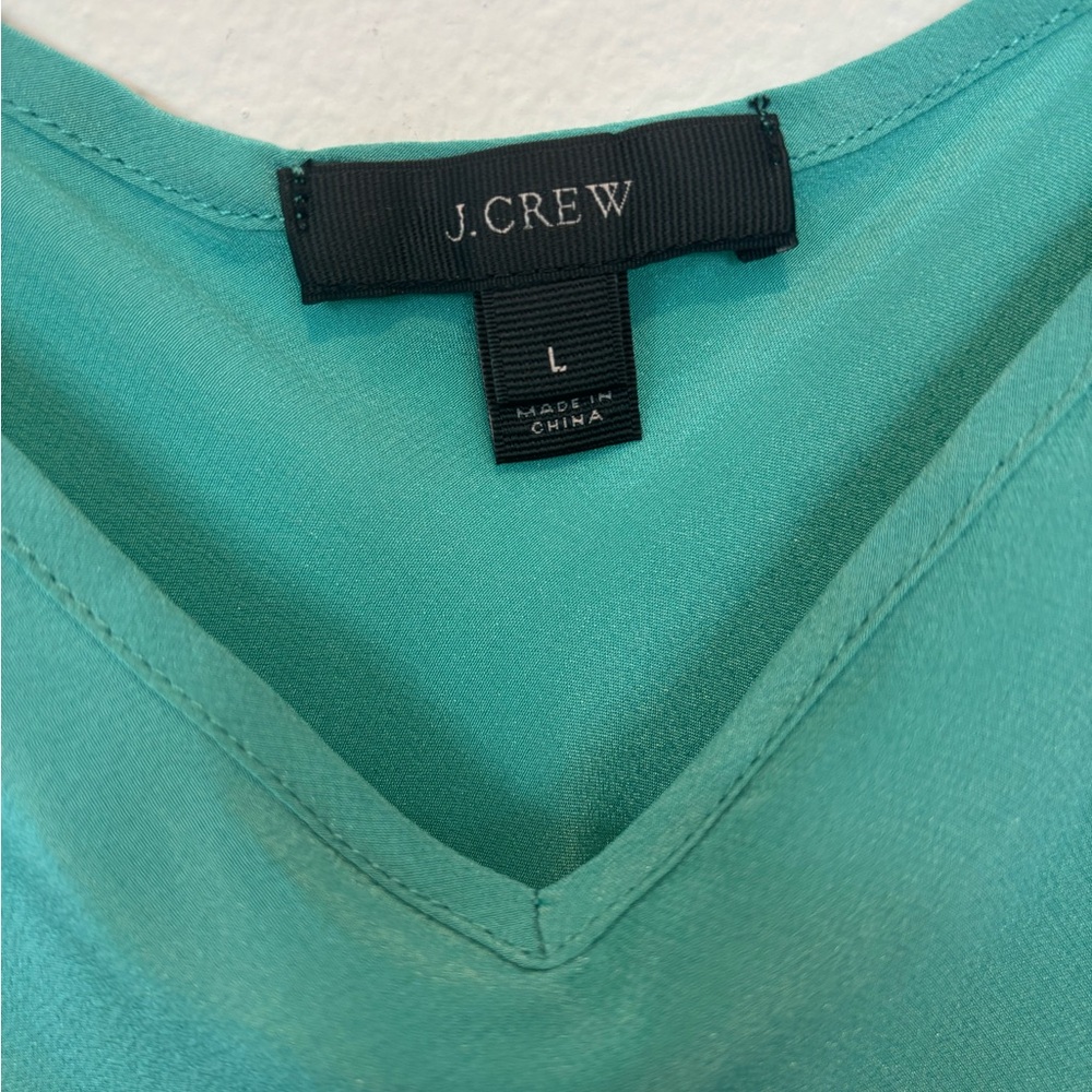 J. Crew 100% Silk Teal Camisole Top Just Dry Cleaned - Large - Picture 3 of 4
